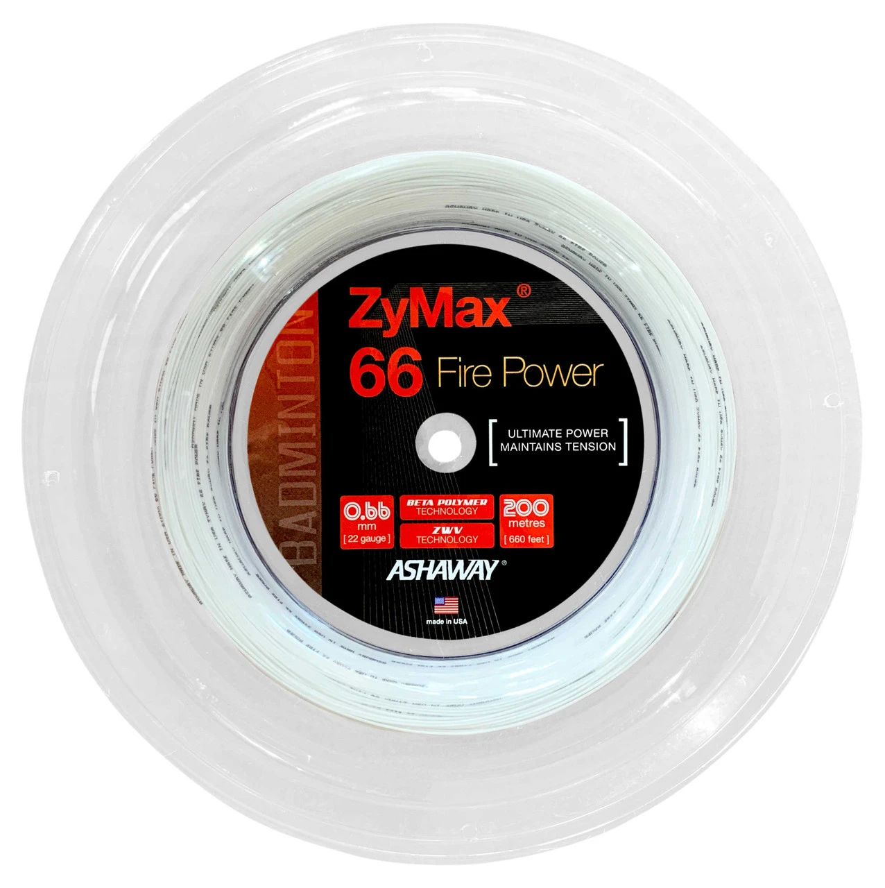 Ashaway ZyMax 66 Fire Power 0.66mm Badminton 200M Reel 4 Ashaway ZyMax 66 Fire Power 0.66mm Badminton 200M Reel - Image 2