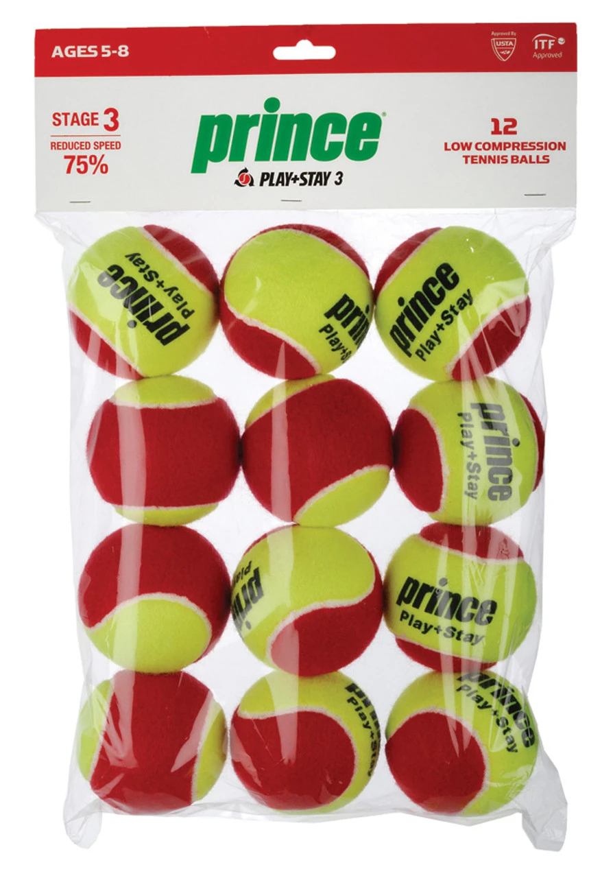 Prince Play + Stay Stage 3 Junior Tennis Balls Dozen 3 Prince Play + Stay Stage 3 Junior Tennis Balls Dozen